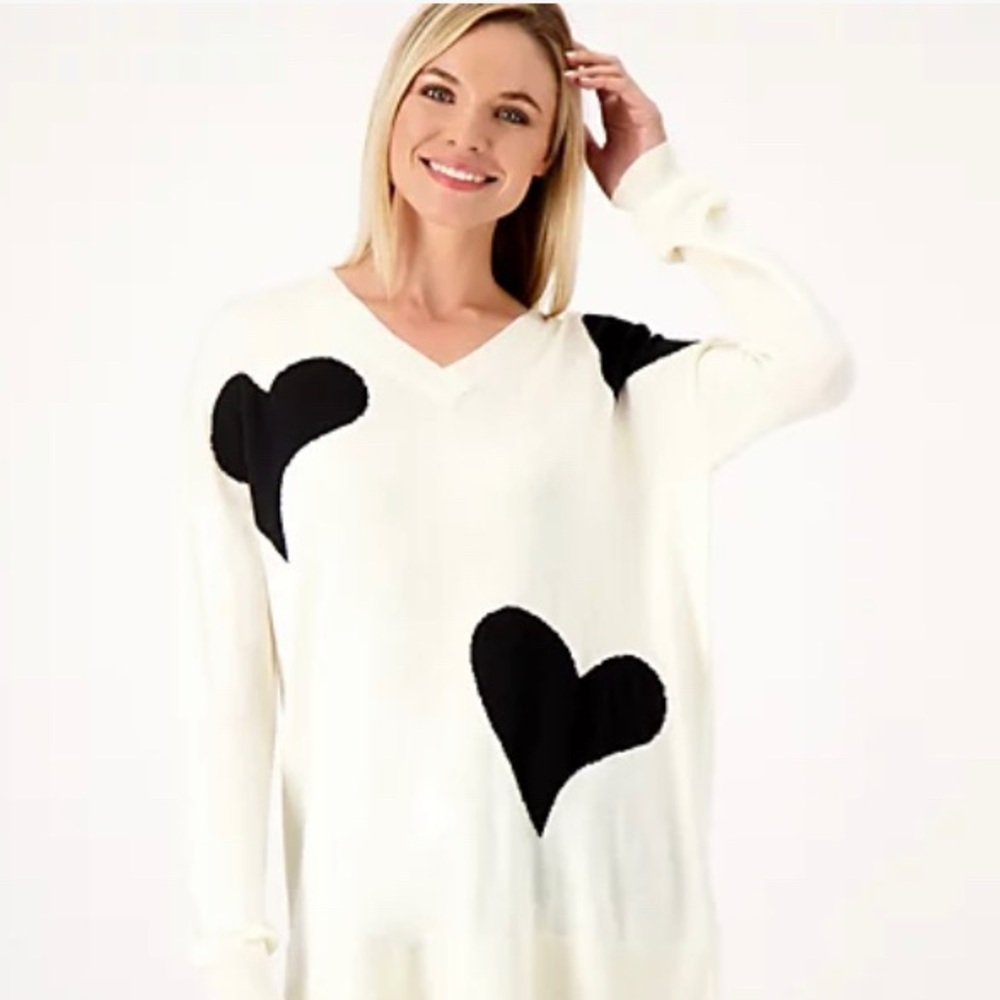 Laurie Felt Cashmere Blend Intarsia V-Neck Sweater